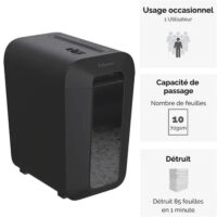 Destructeur Powershred de Documents Fellowes LX-65 Coupe Croisée – Noir – FEL-DEST38 Tunisie