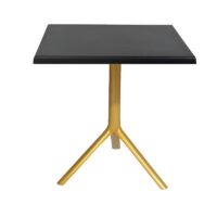Table Bistrot Noa 3 Pieds 70×70 Cm Werzalit Socle Peinture Doré Sotufab – Noyer Rotin – TBIS144DR Tunisie