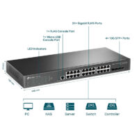 Switch Administrable Tp-link 24 Ports 10/100/1000 Mbps L2 + 4 Ports SFP +10GE – Noir – TL-SG3428X Tunisie