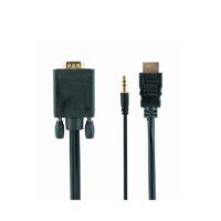 Adaptateur GEMBIRD HDMI Male vers VGA Femelle 1,8M Avec Audio – Noir – A-HDMI-VGA-03-6 Tunisie