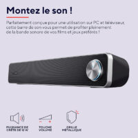 Barre De Son Pour Pc Trust Arys 12W – Noir – 22946 Tunisie
