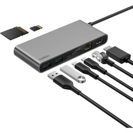 Hub Belkin Usb Multiport 8-en-1 – Gris – INC024HQSGY Tunisie