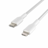 Câble Belkin Tressé USB-C vers Lightning 1 M – Blanc – CAA004bt1MWH Tunisie