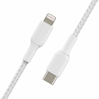 Câble Belkin Tressé USB-C vers Lightning 1 M – Blanc – CAA004bt1MWH Tunisie