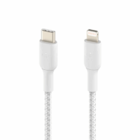 Câble Belkin Tressé USB-C vers Lightning 1 M – Blanc – CAA004bt1MWH Tunisie