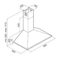 Hotte Pyramidale Focus F.905B 90 cm Noir Tunisie