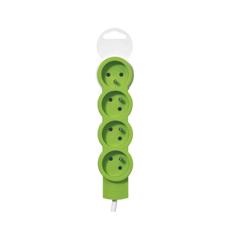 Multiprises Legrand 4 Ports 1.5M – Blanc&Vert – 050206