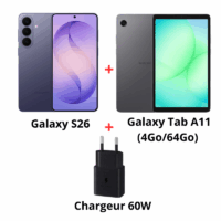 Pack Samsung Galaxy S26 Blanc + Galaxy Tab A11 + Chargeur 60W – Pack-S26-B Tunisie