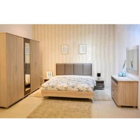 Lit Sarra Sotufab 160×200 Cm – Chêne Brut & Moka – CHA34CB/MK500 Tunisie