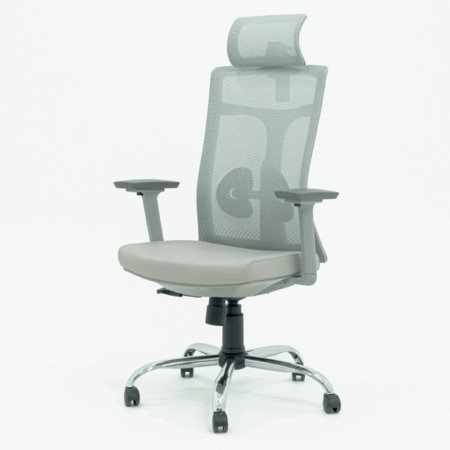 Chaise Directeur Enjoy Avec Accoudoirs Avec base Chrome  – Gris Tunisie