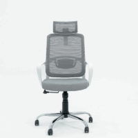 Chaise Directeur Alba Avec Accoudoirs Base Chrome – Gris Tunisie