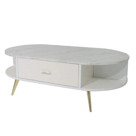 Table Basse Riva Et Socle Doré – Marbré & Doré – TB012MB/DR Tunisie