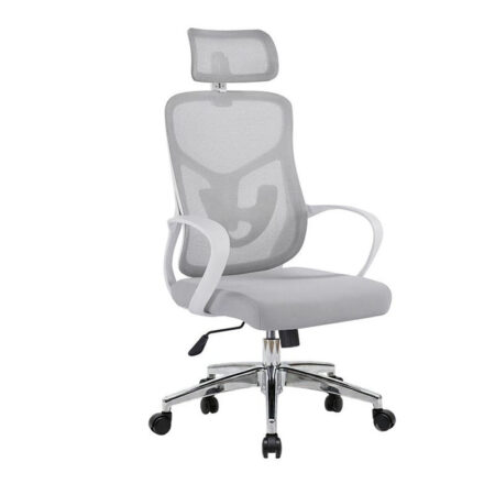 Chaise Directeur Alba Avec Accoudoirs Base Chrome – Blanc Tunisie
