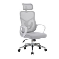 Chaise Directeur Alba Avec Accoudoirs Base Chrome – Blanc Tunisie